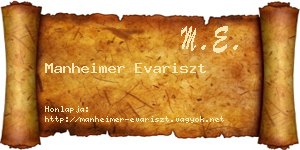Manheimer Evariszt névjegykártya